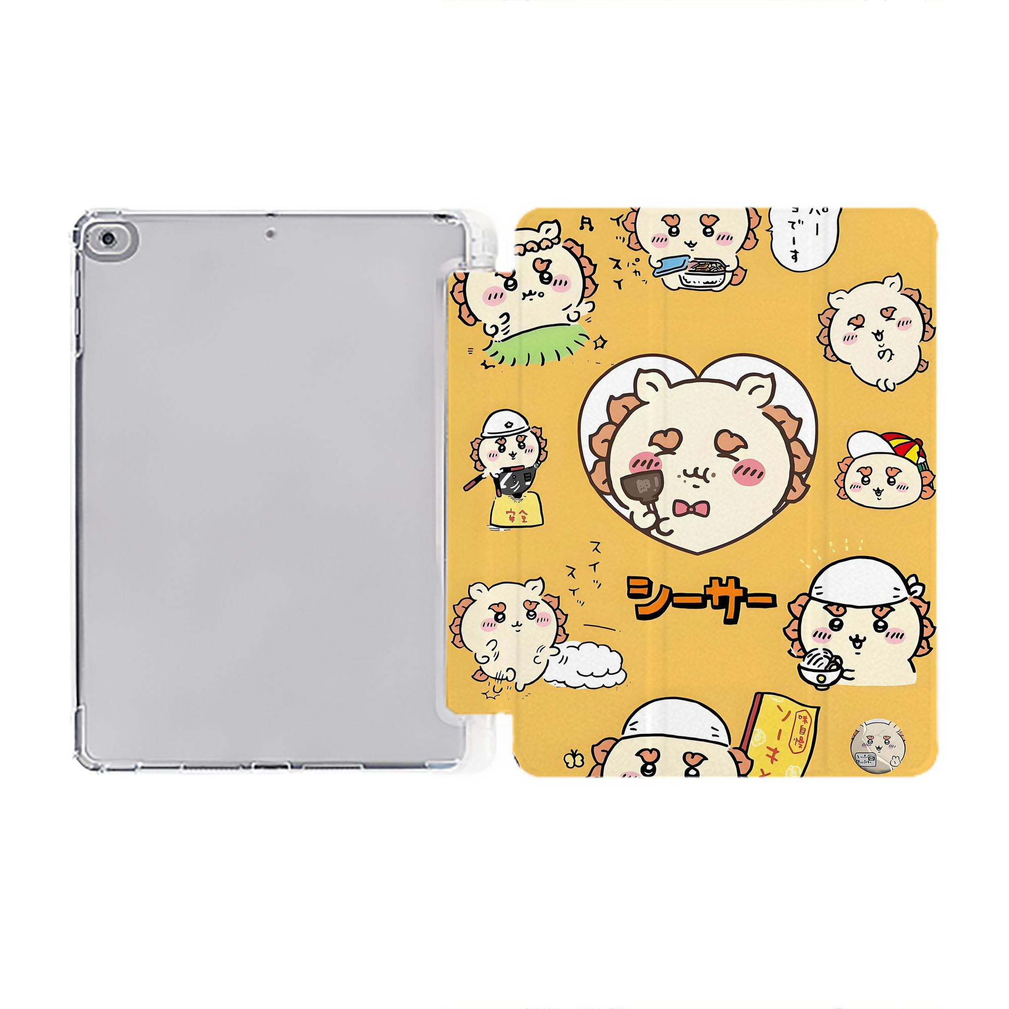 （画像用） ちいかわ Chii-kawa IPad ケース ペン収納付き 三つ折りスタンド PUレザー×シリコン 対応機種9.5/10.5/10.9インチ